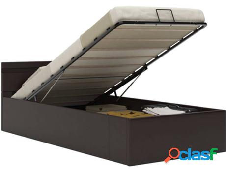 Cama LED Hidráulica con Almacenamiento VIDAXL (Gris - Cuero