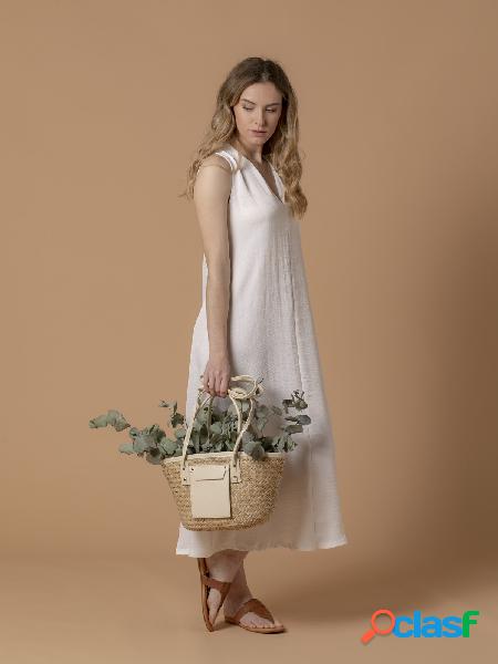 Capazo de rafia con apliques Beige