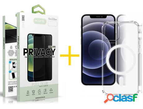 Carcasa + 1 Protector de Vidrio Anti-Spy iPhone 13 ACCETEL