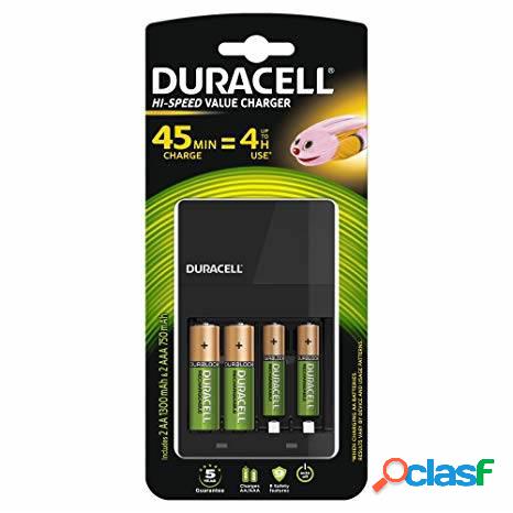 Cargador de Pilas Duracell High Speed con 2 pilas AA y 2