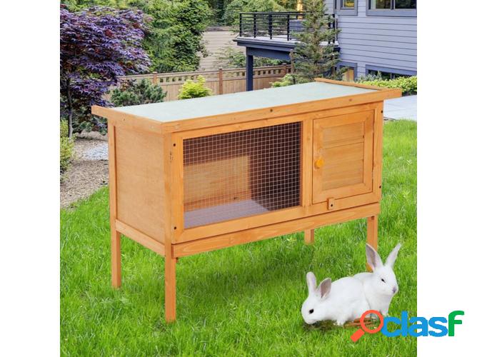 Caseta para Conejos PAWHUT (Marrón - 90x45x65cm - Madera)
