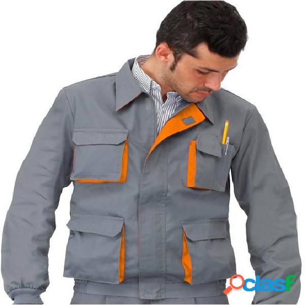 Cazadora Trabajo Multibolsillo T56 Algodon 100% Gris/Naranja