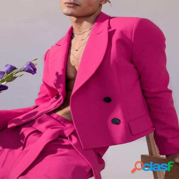 Chaqueta de sport suelto de manga larga con doble botonadura