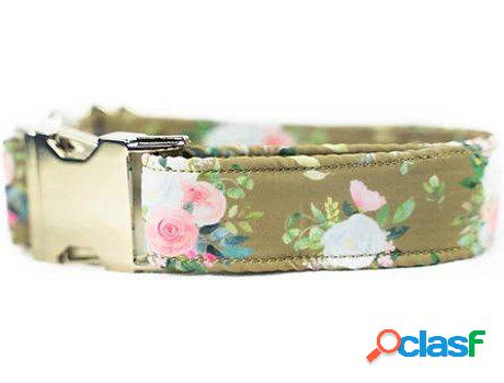 Collar para Perros PETS & PROPS Olive Flowers (Verde - 26-42