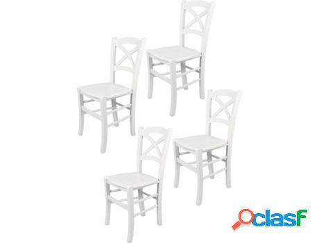 Conjunto de 4 Sillas T M C S Cross (Blanco Lacado - 88x43x46