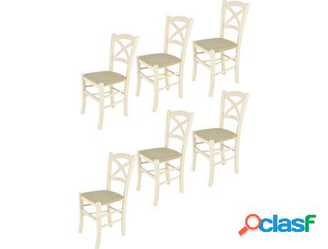 Conjunto de 6 Sillas T M C S Cross 332AB-NL021 (Blanco -