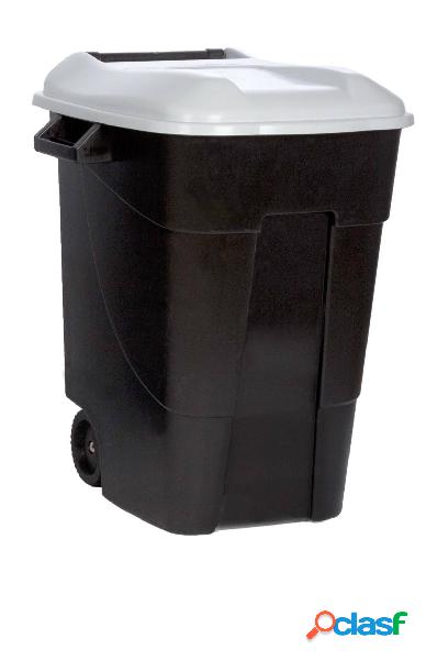 Contenedor de reciclaje con tapa gris y ruedas Tayg