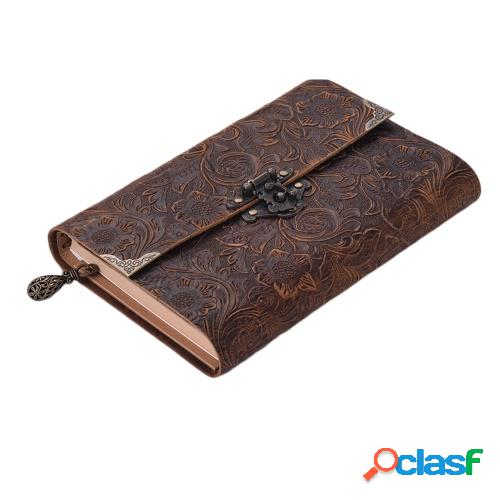Cuaderno de viaje de cuero suave con patrón en relieve