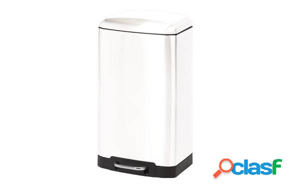 Cubo Pedal Rectangular Metálico 30L Blanco