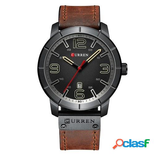 Curren 8327 reloj de los hombres de la marca de cuero de