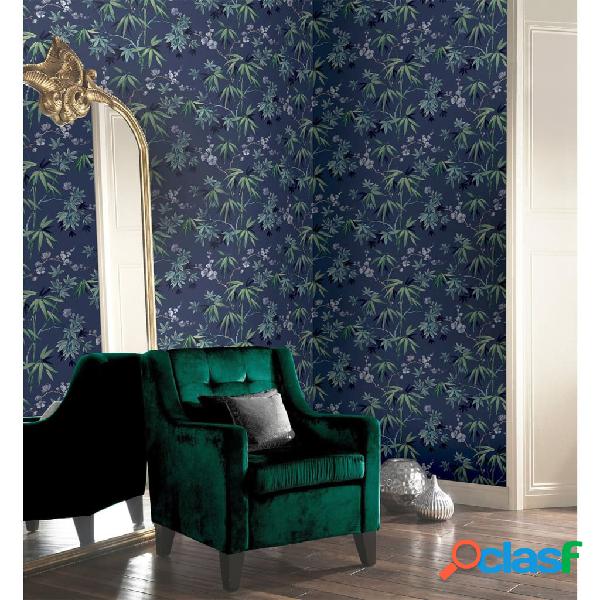 DUTCH WALLCOVERINGS Papel pintado Jasmine Garden azul