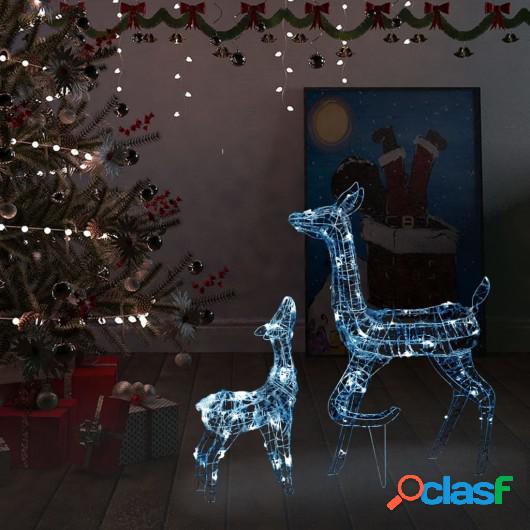 Decoración navideña renos de acrílico 160 LED blanco