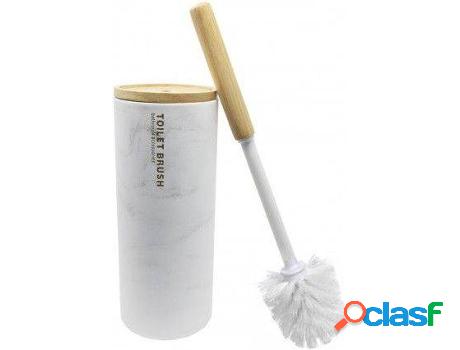 Escobillero HOGAR Y MÁS Blanco De Resina Bambu Con Acabado
