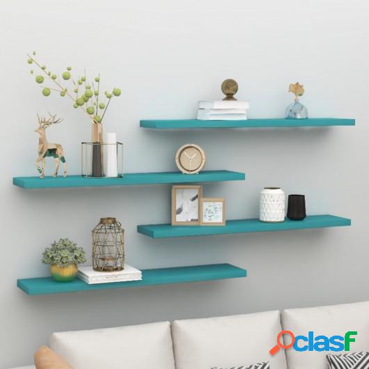 Estantes flotantes pared 4 uds azul MDF 120x23,5x3,8cm