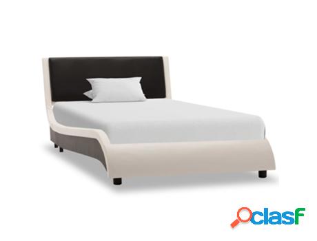 Estructura de Cama VIDA XL Con Led Cuero Sintético Blanco Y