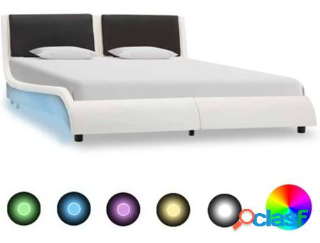 Estructura de Cama VIDA XL Con Led Cuero Sintético Negro