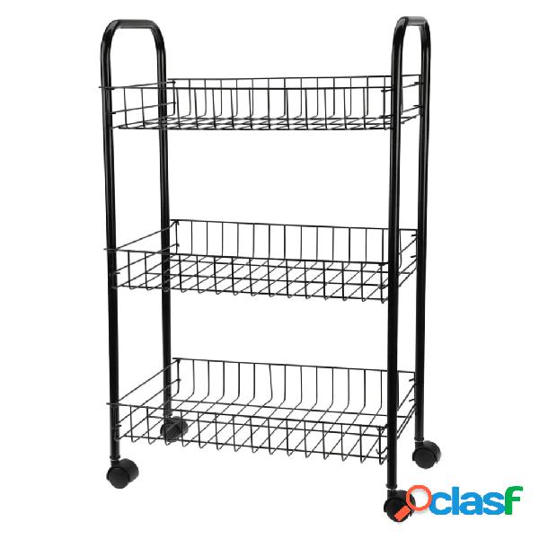 Excellent Houseware Carrito de cocina con 3 cestos negro