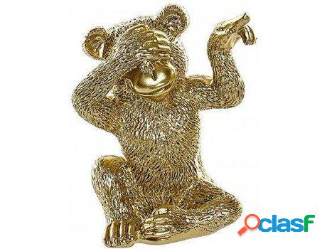 Figura HOGAR Y MÁS Mono Dorado De Resina Decorativa