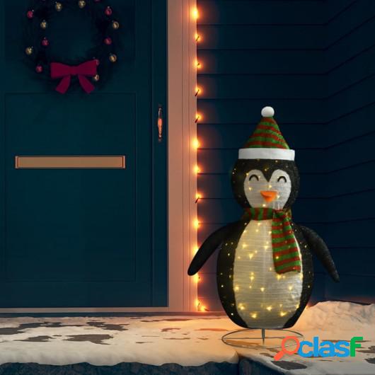 Figura decorativa de pingüino navideña LED tela lujosa 120