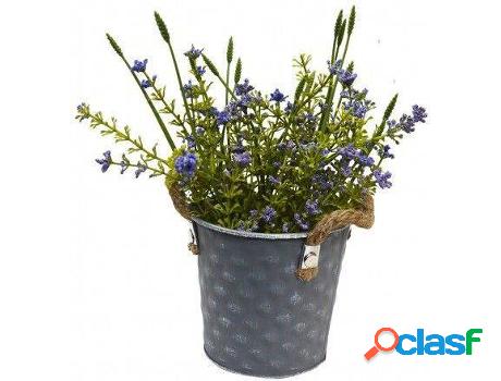 Flor HOGAR Y MÁS Vintage De Cubo Artificiale Morada Patina