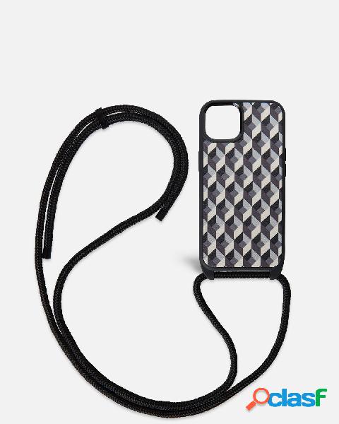 Funda Iphone 13 con cuerda, Born B&W Negro