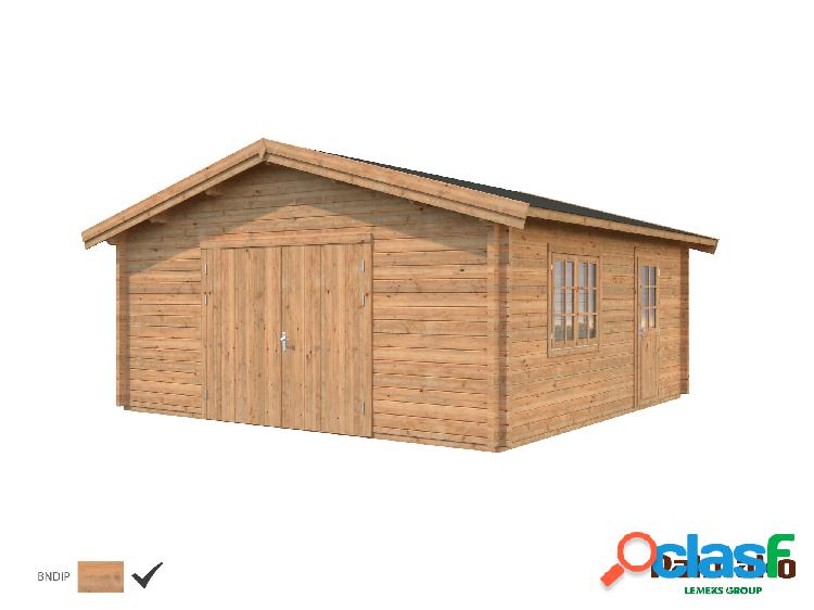 Garaje de Madera Palmako Roger 27,7m2 con puerta cochera de