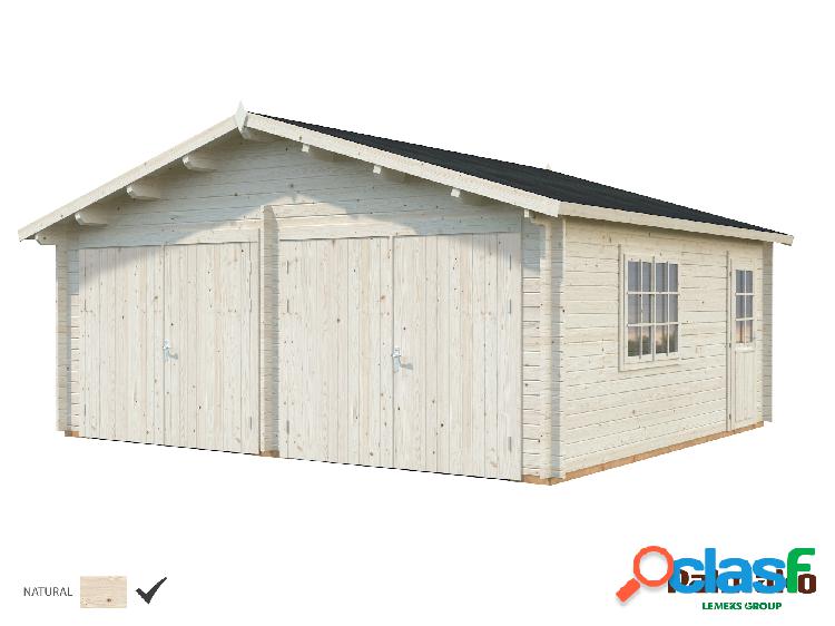 Garaje de Madera Palmako Roger 28,4m2 con puerta cochera de