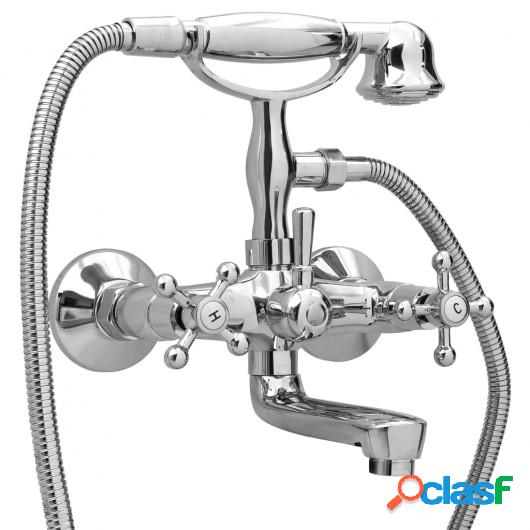 Grifo de bañera 2 mandos + desviador y alcachofa cromado