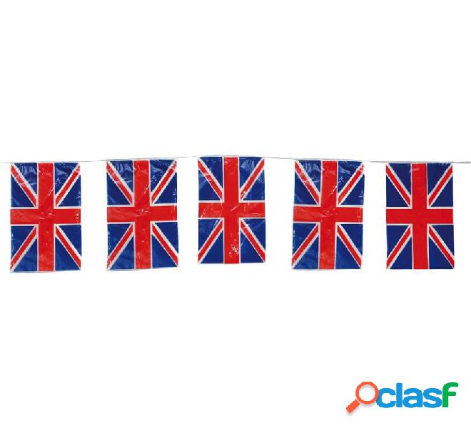 Guirnalda Bandera de Gran Bretaña de Plástico de 10 mts