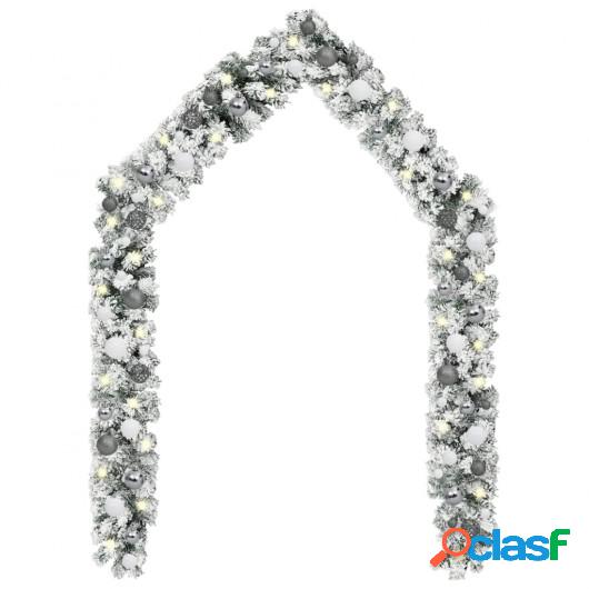 Guirnalda de Navidad con LEDs y bolas PVC verde 5 m