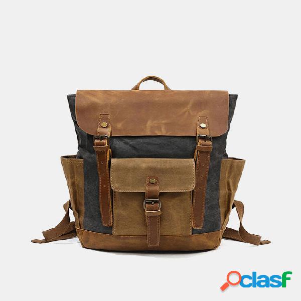 Hombre Piel Genuina Mochila de viaje multifunción