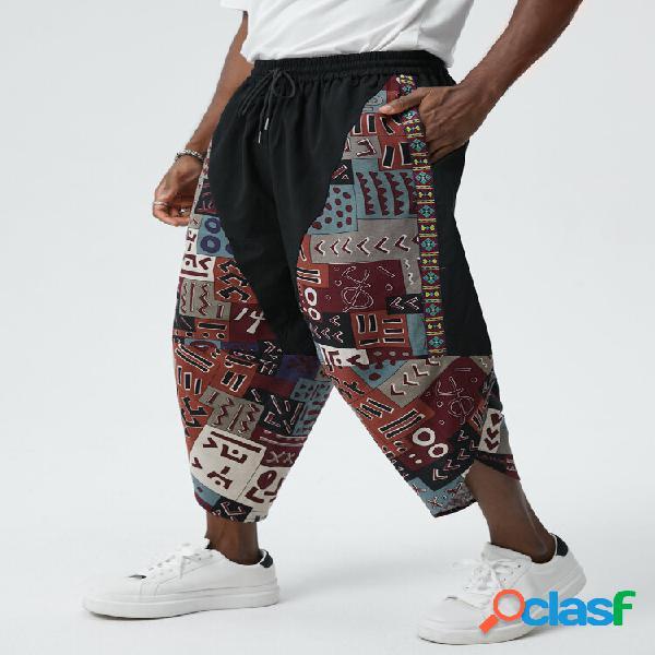Hombre Tribal Estampado Geométrico Patchwork Suelto