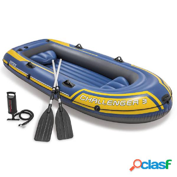 INTEX Barca hinchable con remos y bomba Challenger 3 68370NP