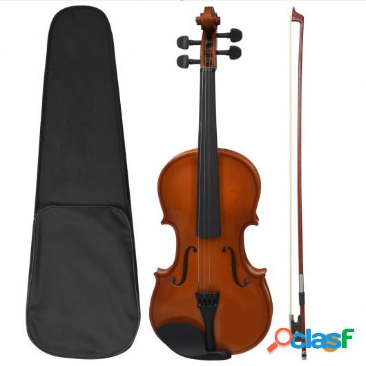 Juego completo de violín con arco y mentonera madera oscura