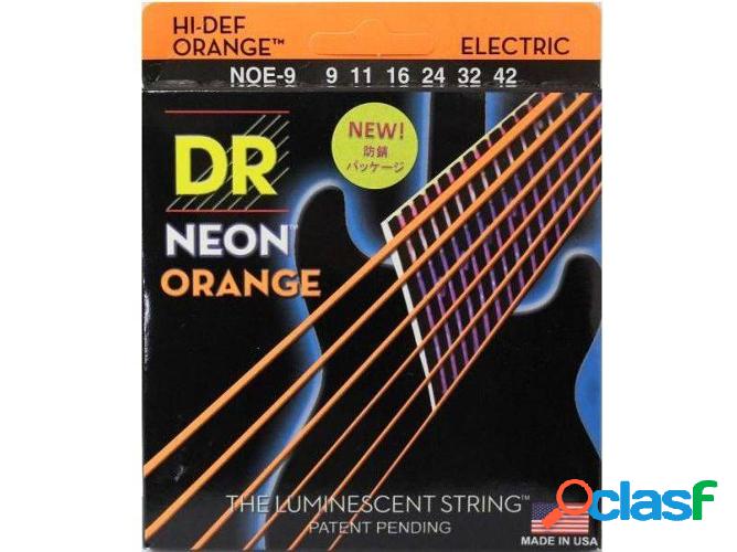 Juego de Cuerdas Guitarra Eléctrica DR NOE-9 Neon Orange