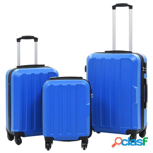 Juego de maletas rígidas con ruedas trolley 3 piezas azul