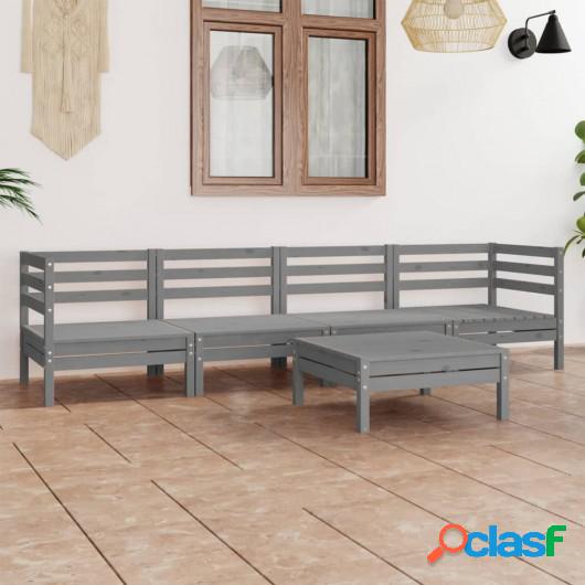 Juego de muebles de jardín 5 piezas madera maciza de pino