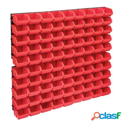 Kit de cajas de almacenaje 96 pzas paneles de pared rojo