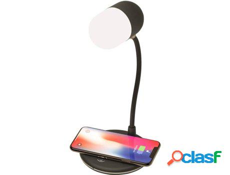 Lampara Klack Led con Cargador Wirelles y Altavoz L4 Negro