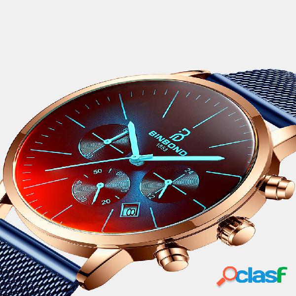 Lujo 30 Metros Impermeable Reloj Hombre Casual Malla