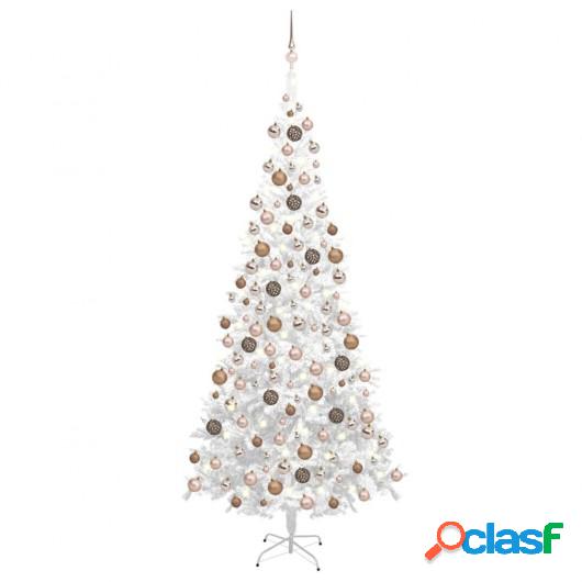 Medio árbol de Navidad artificial LED bolas L blanco 240 cm