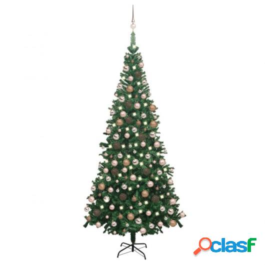 Medio árbol de Navidad artificial LED bolas L verde 240 cm