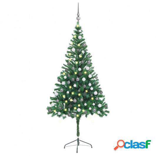 Medio árbol de Navidad artificial LED y bolas 564 ramas 180