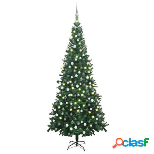 Medio árbol de Navidad artificial con LED y bolas L verde