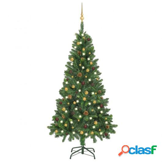 Medio árbol de Navidad artificial con LED y bolas verde 150