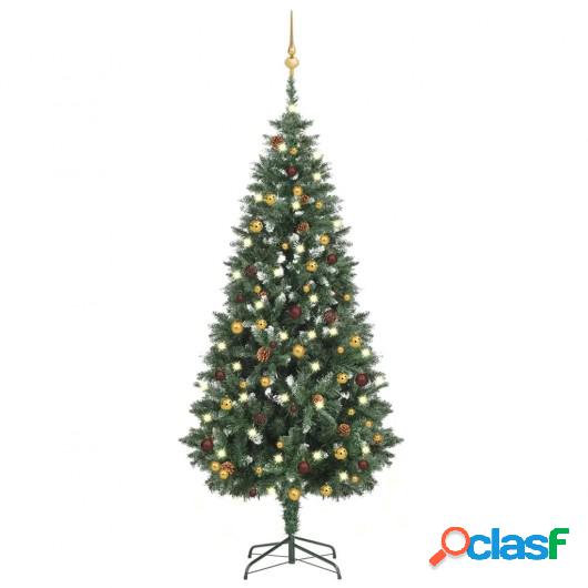 Medio árbol de Navidad artificial con LEDs y bolas verde