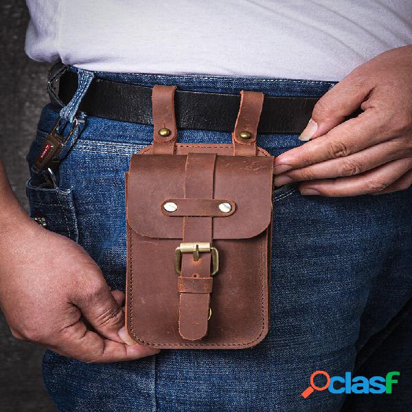 Menico Hombres Piel Genuina 6.99" vendimia Casual Teléfono