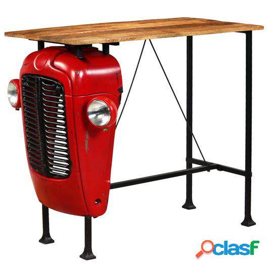 Mesa de bar de tractor madera maciza mango roja 60x120x107