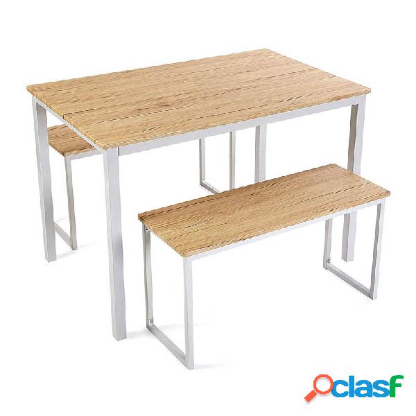 Mesa de cocina versa dos bancos madera blanco 110x70x76cm