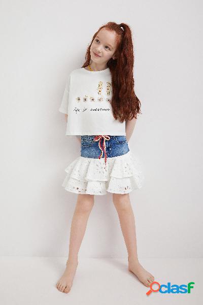Minifalda denim volantes